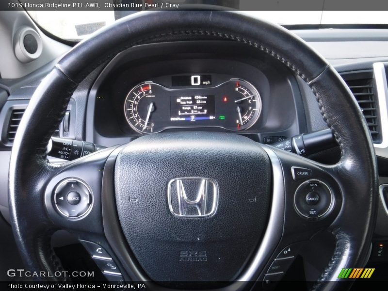 Obsidian Blue Pearl / Gray 2019 Honda Ridgeline RTL AWD