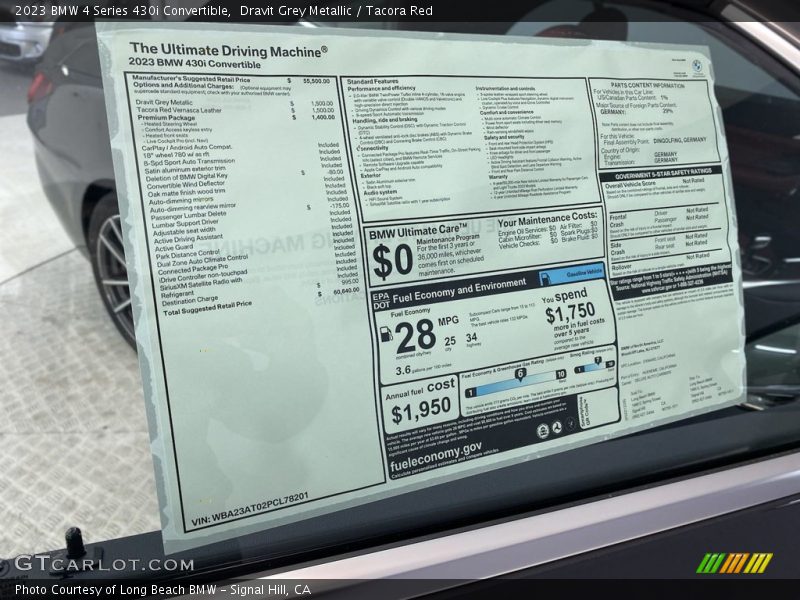  2023 4 Series 430i Convertible Window Sticker