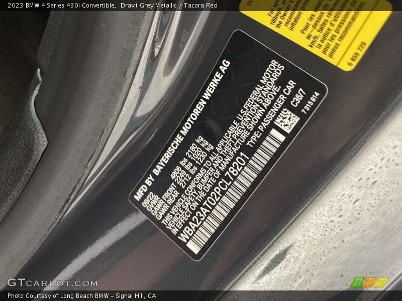 2023 4 Series 430i Convertible Dravit Grey Metallic Color Code C36