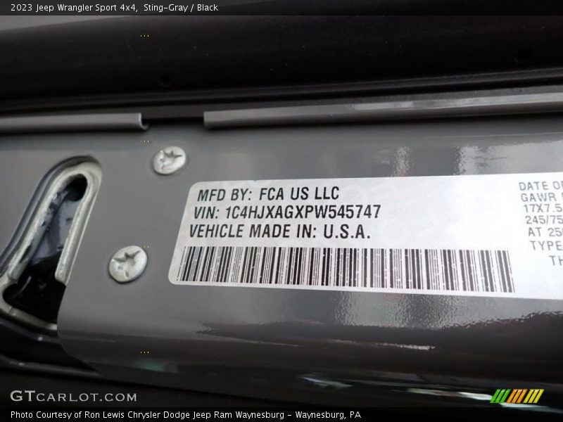 Sting-Gray / Black 2023 Jeep Wrangler Sport 4x4