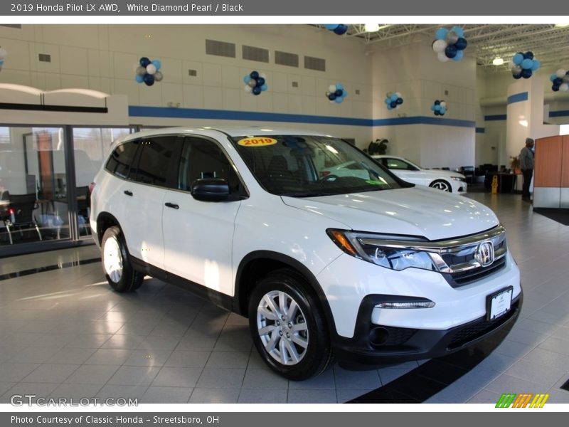 White Diamond Pearl / Black 2019 Honda Pilot LX AWD