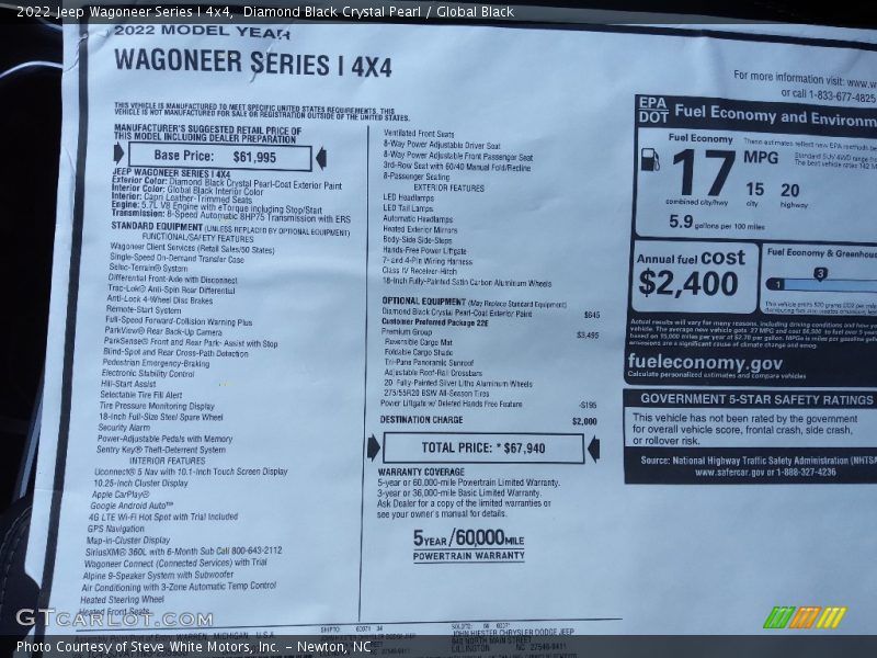 Diamond Black Crystal Pearl / Global Black 2022 Jeep Wagoneer Series I 4x4