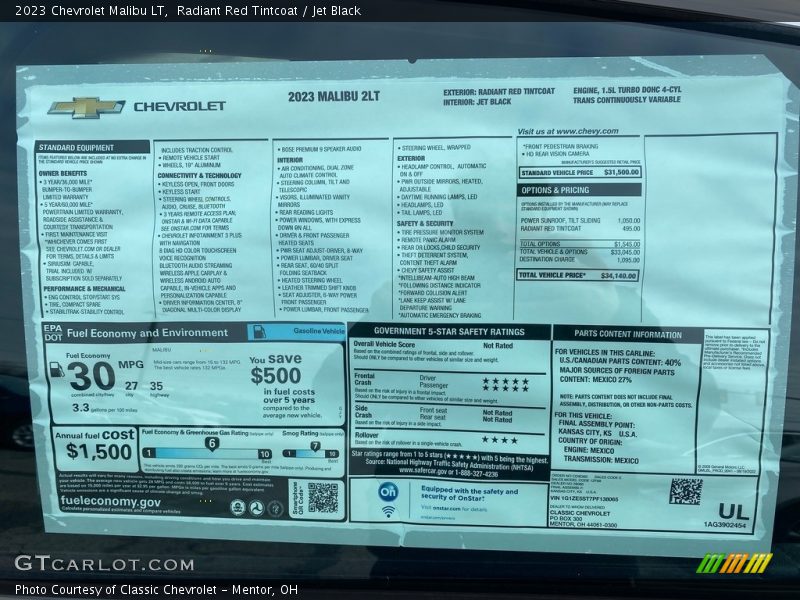 Radiant Red Tintcoat / Jet Black 2023 Chevrolet Malibu LT