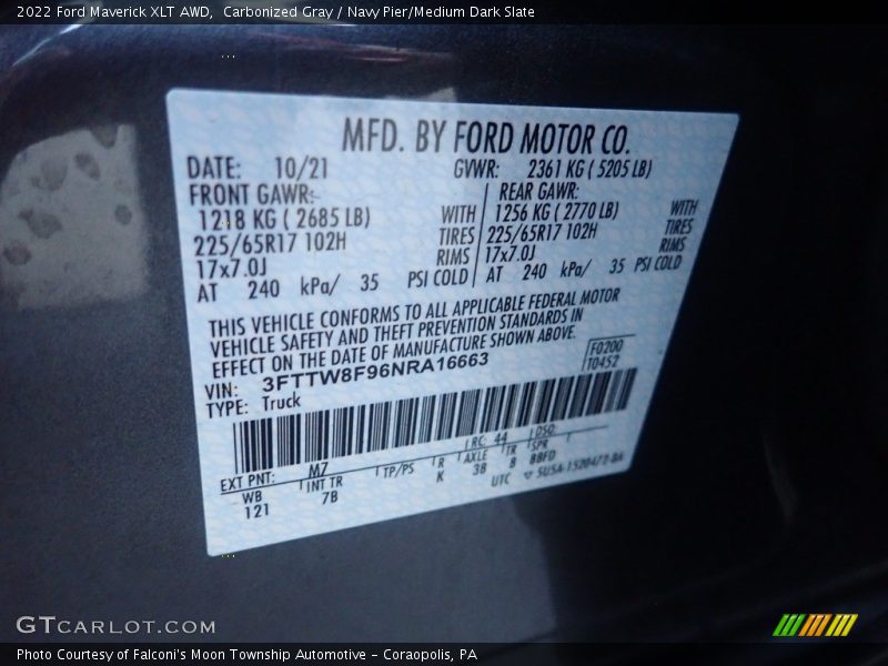 2022 Maverick XLT AWD Carbonized Gray Color Code M7