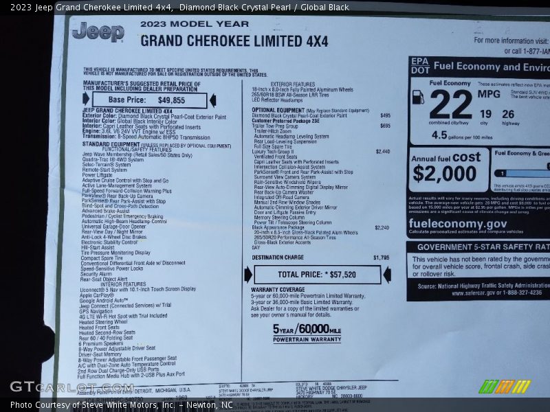 Diamond Black Crystal Pearl / Global Black 2023 Jeep Grand Cherokee Limited 4x4