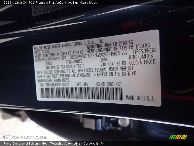 2023 CX-50 S Premium Plus AWD Ingot Blue Mica Color Code 48B