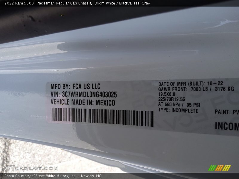 Bright White / Black/Diesel Gray 2022 Ram 5500 Tradesman Regular Cab Chassis