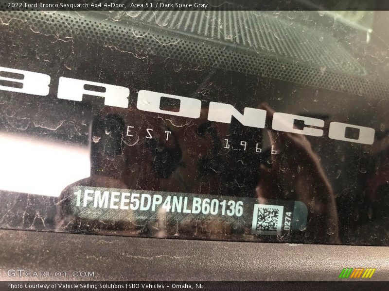 Area 51 / Dark Space Gray 2022 Ford Bronco Sasquatch 4x4 4-Door