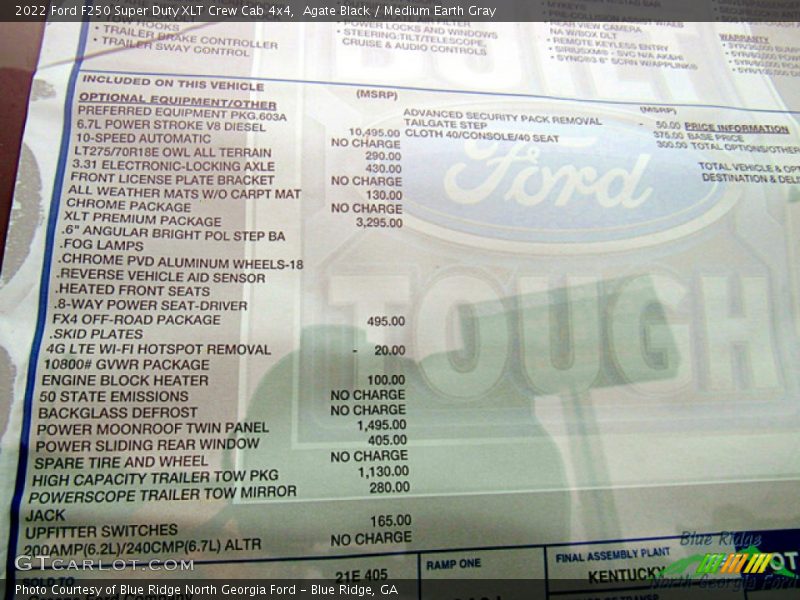 Agate Black / Medium Earth Gray 2022 Ford F250 Super Duty XLT Crew Cab 4x4