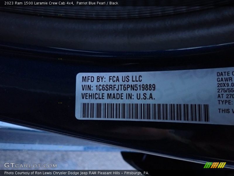 Patriot Blue Pearl / Black 2023 Ram 1500 Laramie Crew Cab 4x4