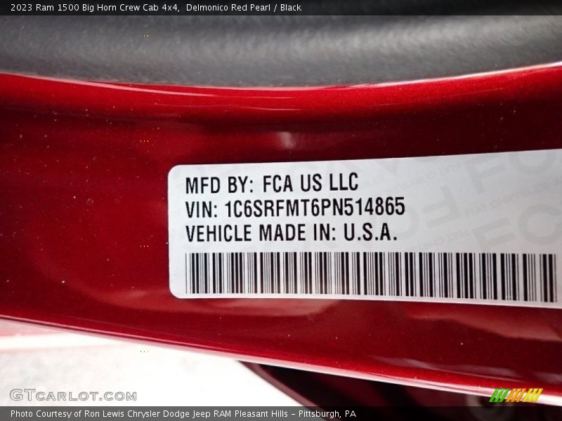 Delmonico Red Pearl / Black 2023 Ram 1500 Big Horn Crew Cab 4x4