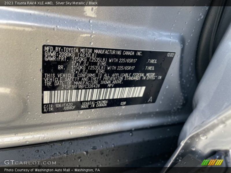 2023 RAV4 XLE AWD Silver Sky Metallic Color Code 1D6