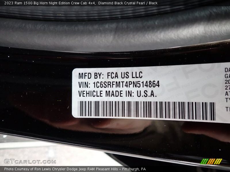 Diamond Black Crystal Pearl / Black 2023 Ram 1500 Big Horn Night Edition Crew Cab 4x4