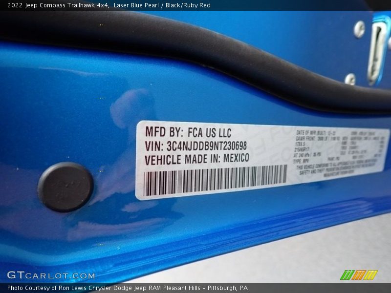 Laser Blue Pearl / Black/Ruby Red 2022 Jeep Compass Trailhawk 4x4