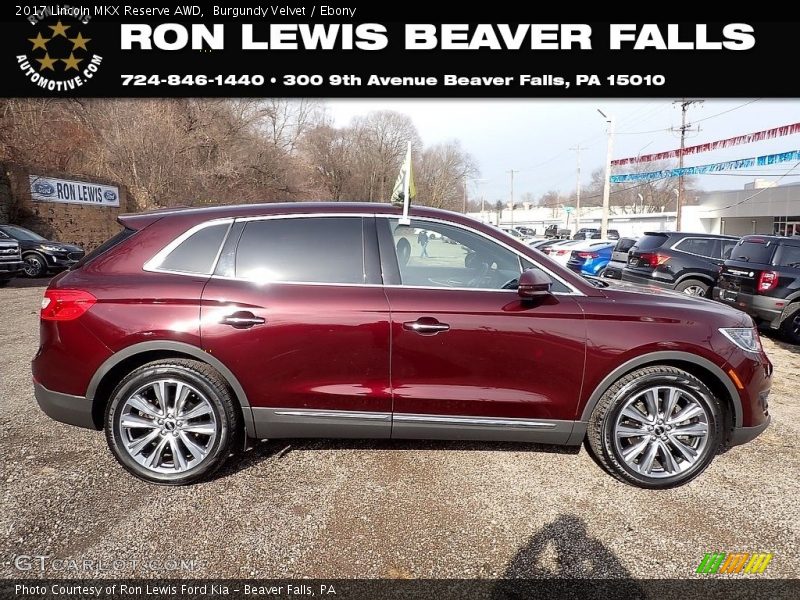 Burgundy Velvet / Ebony 2017 Lincoln MKX Reserve AWD