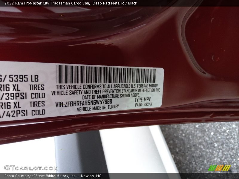 2022 ProMaster City Tradesman Cargo Van Deep Red Metallic Color Code 293