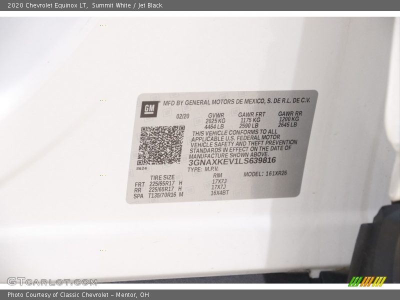 Summit White / Jet Black 2020 Chevrolet Equinox LT