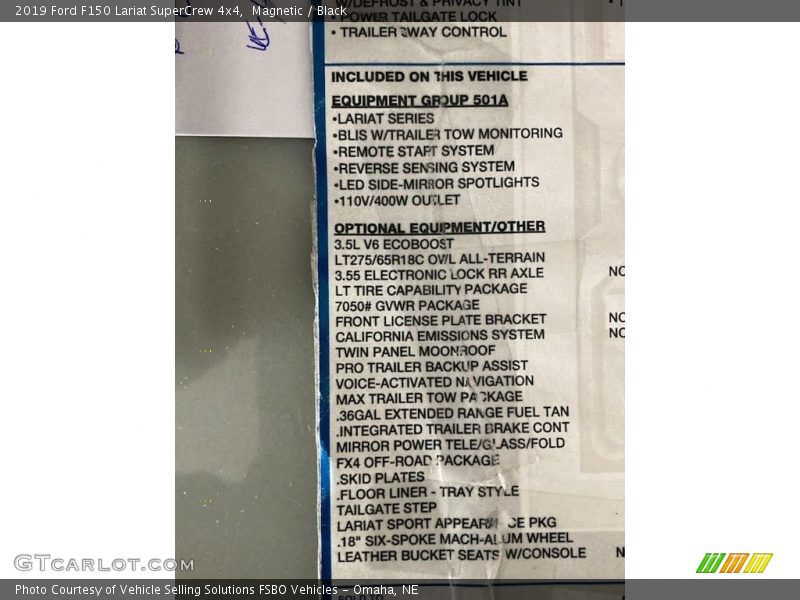  2019 F150 Lariat SuperCrew 4x4 Window Sticker