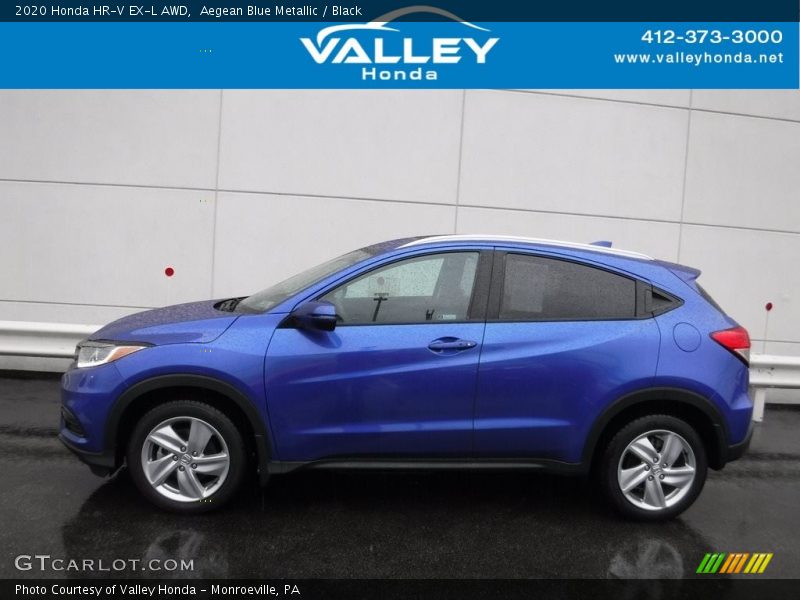 Aegean Blue Metallic / Black 2020 Honda HR-V EX-L AWD