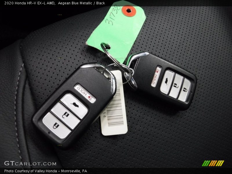 Aegean Blue Metallic / Black 2020 Honda HR-V EX-L AWD