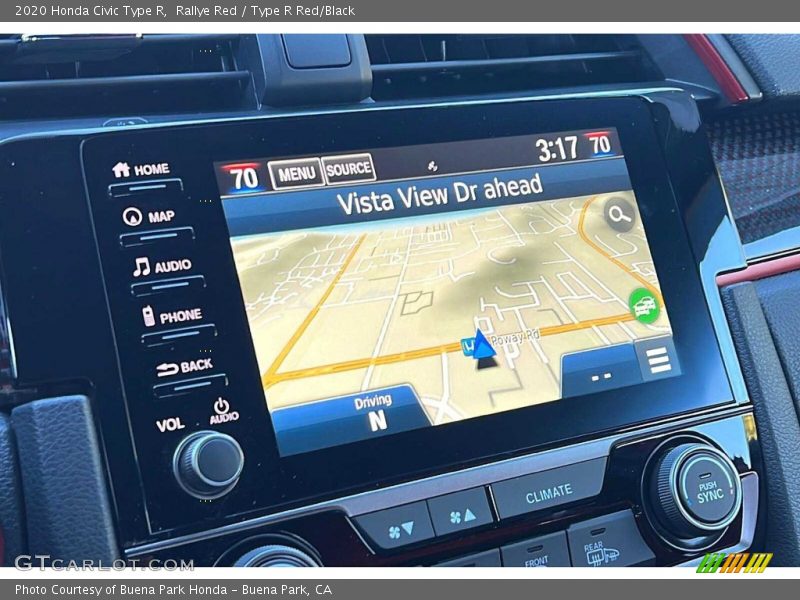Navigation of 2020 Civic Type R
