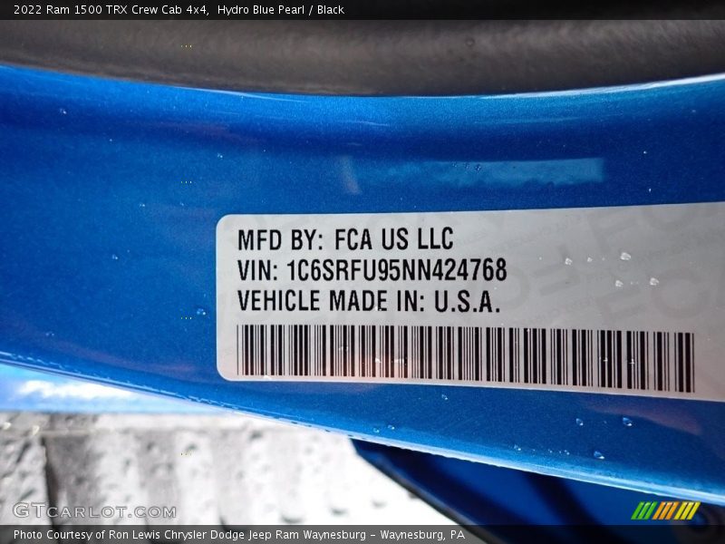 Hydro Blue Pearl / Black 2022 Ram 1500 TRX Crew Cab 4x4