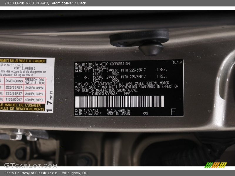 Atomic Silver / Black 2020 Lexus NX 300 AWD