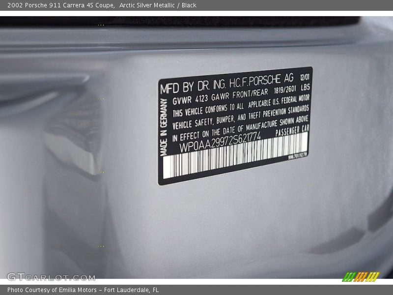 Arctic Silver Metallic / Black 2002 Porsche 911 Carrera 4S Coupe