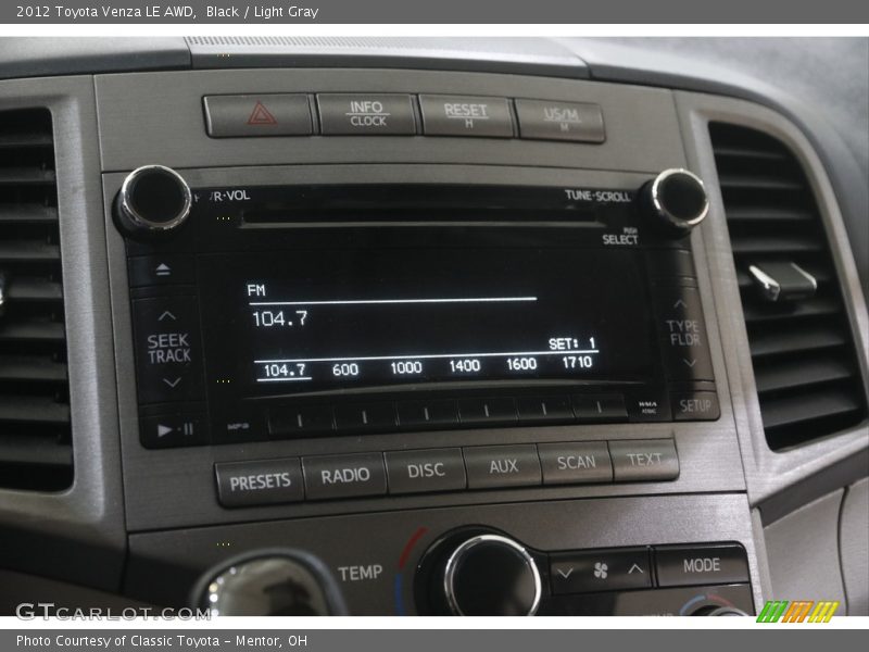 Black / Light Gray 2012 Toyota Venza LE AWD