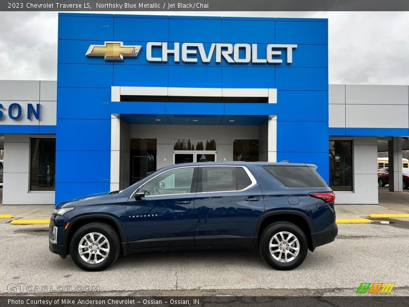 Northsky Blue Metallic / Jet Black/Chai 2023 Chevrolet Traverse LS