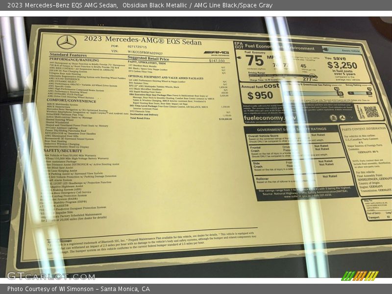  2023 EQS AMG Sedan Window Sticker