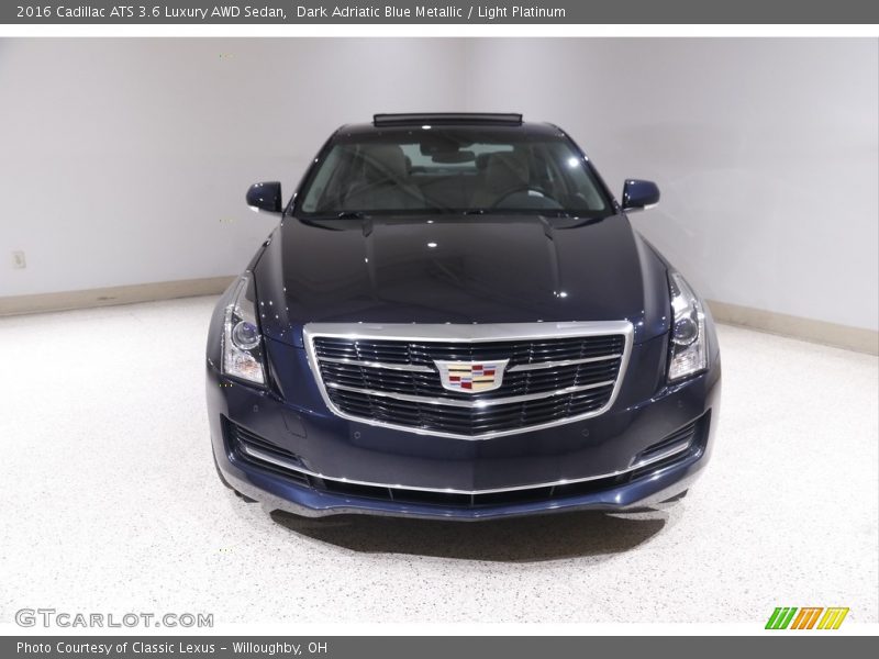 Dark Adriatic Blue Metallic / Light Platinum 2016 Cadillac ATS 3.6 Luxury AWD Sedan