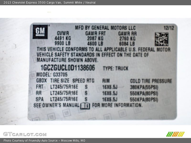 Summit White / Neutral 2013 Chevrolet Express 3500 Cargo Van