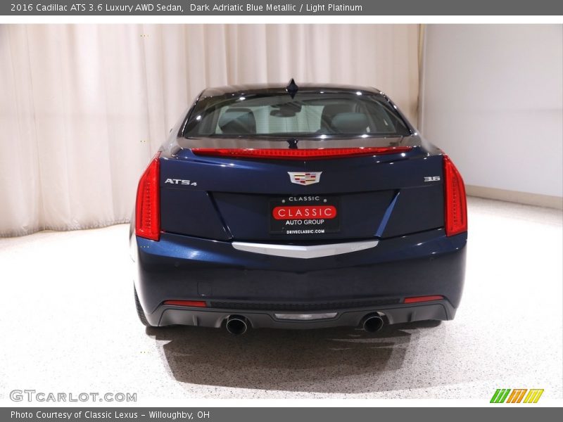 Dark Adriatic Blue Metallic / Light Platinum 2016 Cadillac ATS 3.6 Luxury AWD Sedan