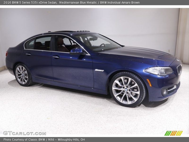 Mediterranean Blue Metallic / BMW Individual Amaro Brown 2016 BMW 5 Series 535i xDrive Sedan