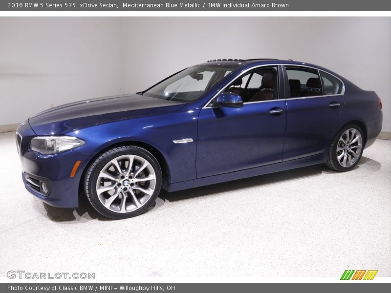 Mediterranean Blue Metallic / BMW Individual Amaro Brown 2016 BMW 5 Series 535i xDrive Sedan