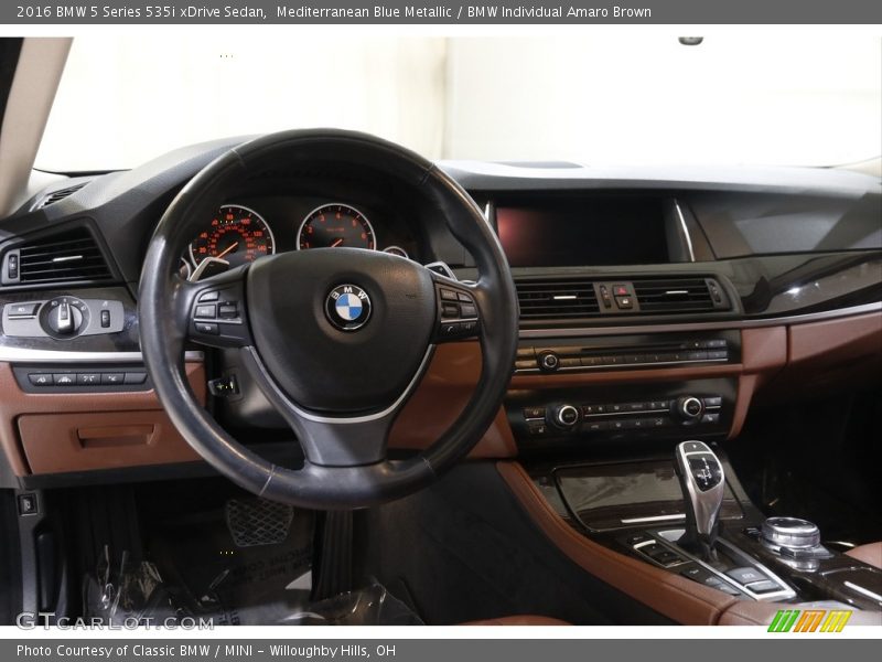 Mediterranean Blue Metallic / BMW Individual Amaro Brown 2016 BMW 5 Series 535i xDrive Sedan