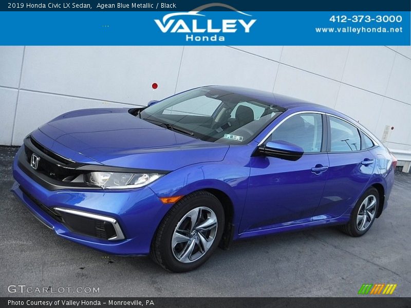 Agean Blue Metallic / Black 2019 Honda Civic LX Sedan
