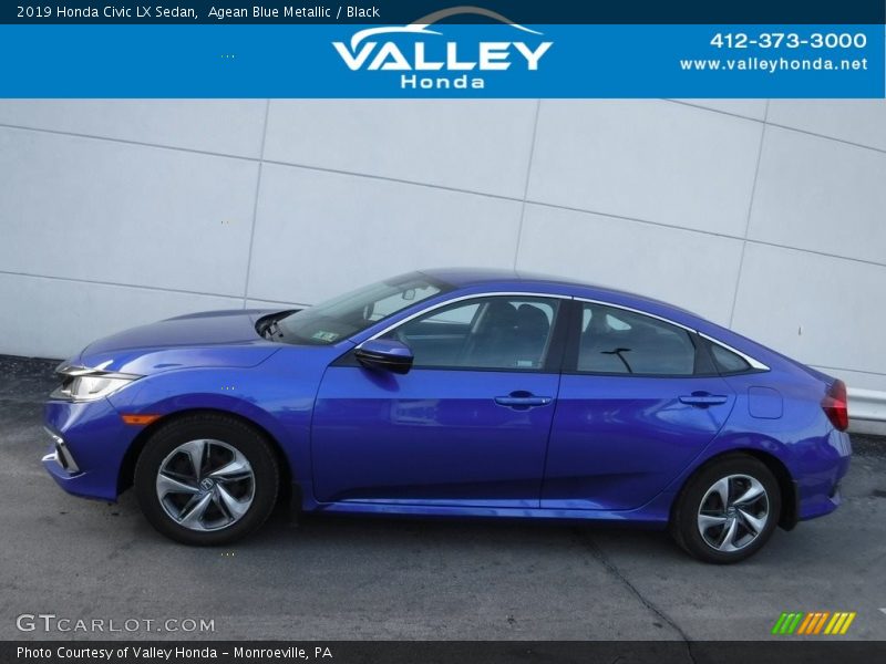 Agean Blue Metallic / Black 2019 Honda Civic LX Sedan