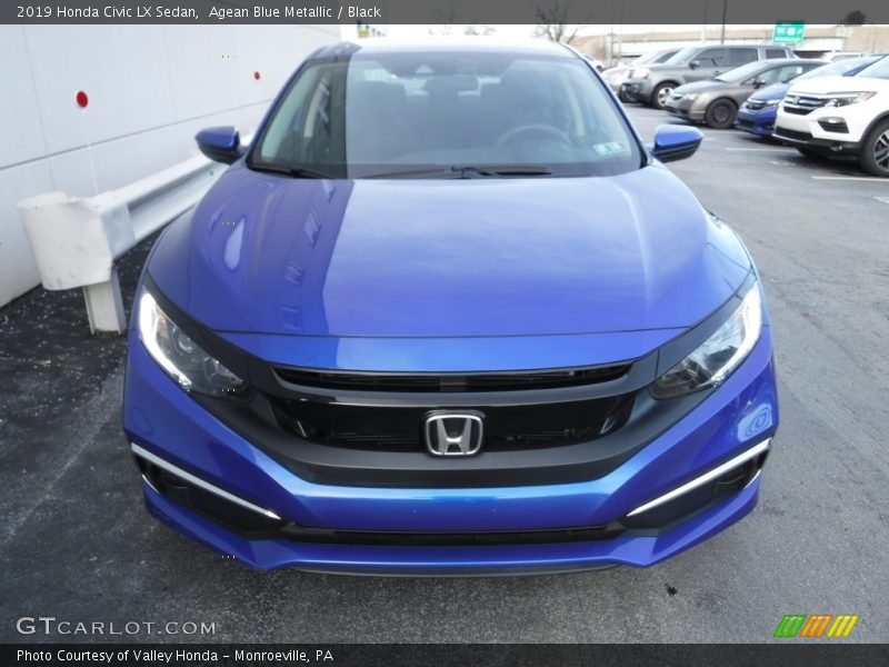 Agean Blue Metallic / Black 2019 Honda Civic LX Sedan
