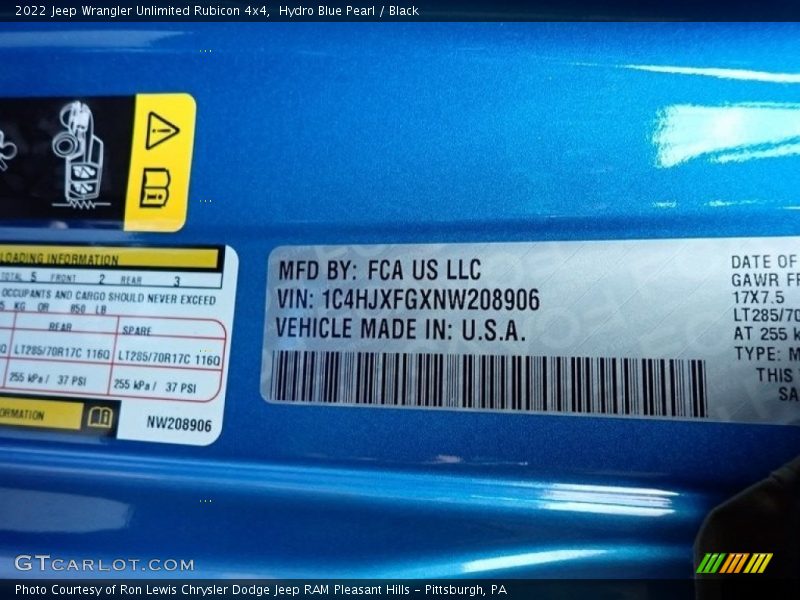 Hydro Blue Pearl / Black 2022 Jeep Wrangler Unlimited Rubicon 4x4