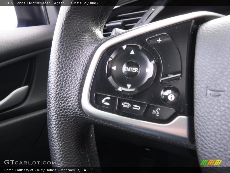 Agean Blue Metallic / Black 2019 Honda Civic LX Sedan