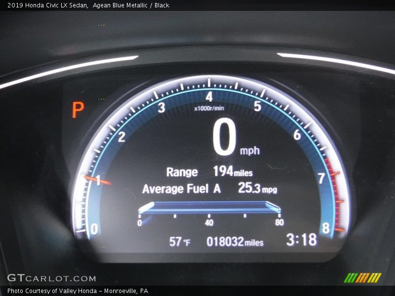 Agean Blue Metallic / Black 2019 Honda Civic LX Sedan