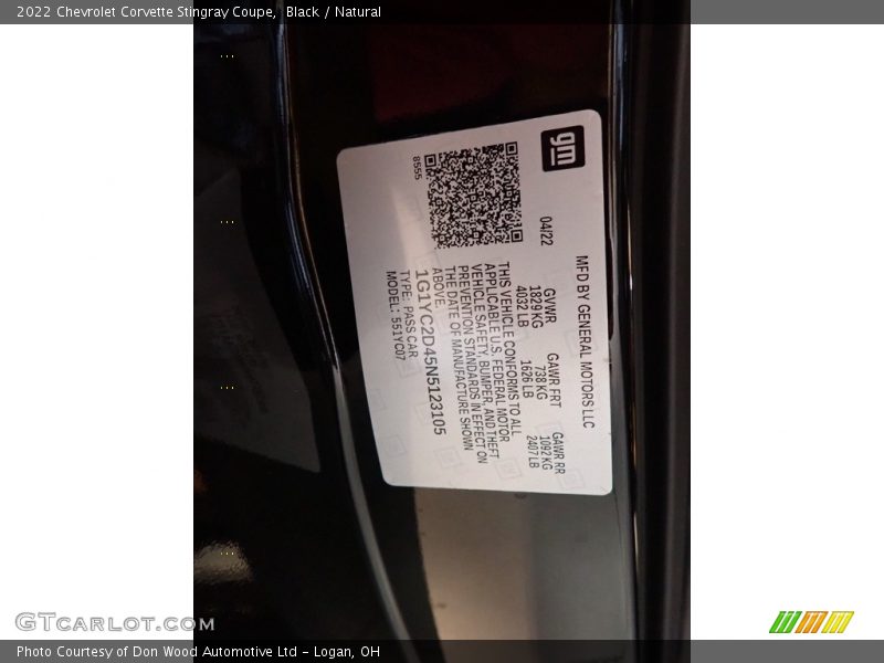 Black / Natural 2022 Chevrolet Corvette Stingray Coupe