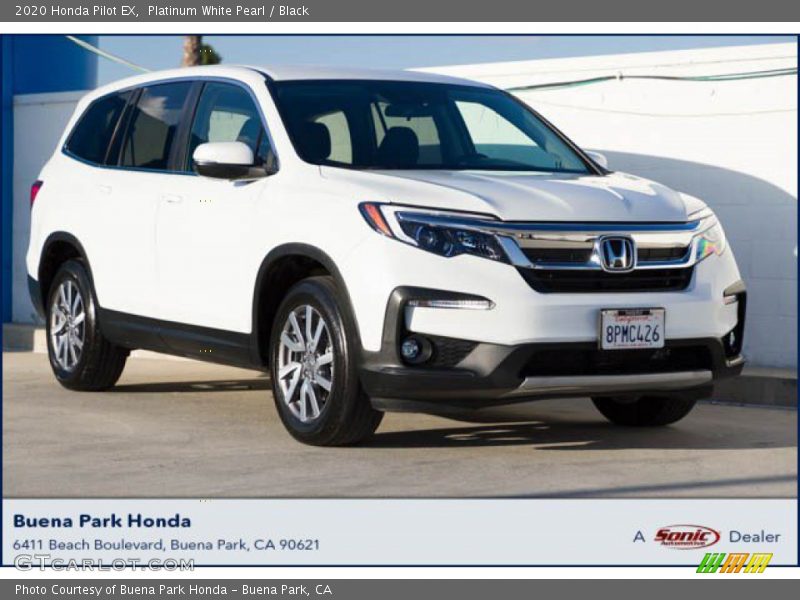 Platinum White Pearl / Black 2020 Honda Pilot EX