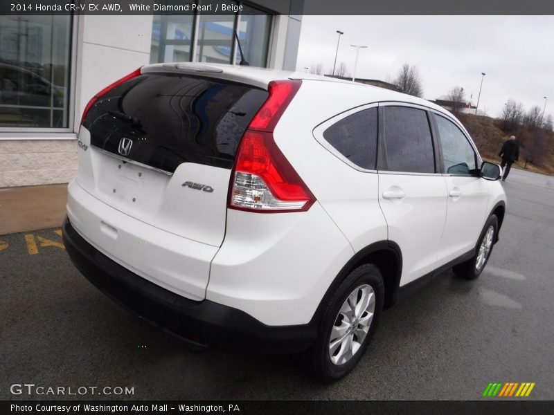 White Diamond Pearl / Beige 2014 Honda CR-V EX AWD