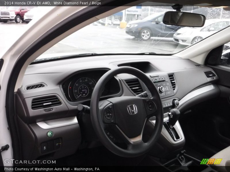 White Diamond Pearl / Beige 2014 Honda CR-V EX AWD