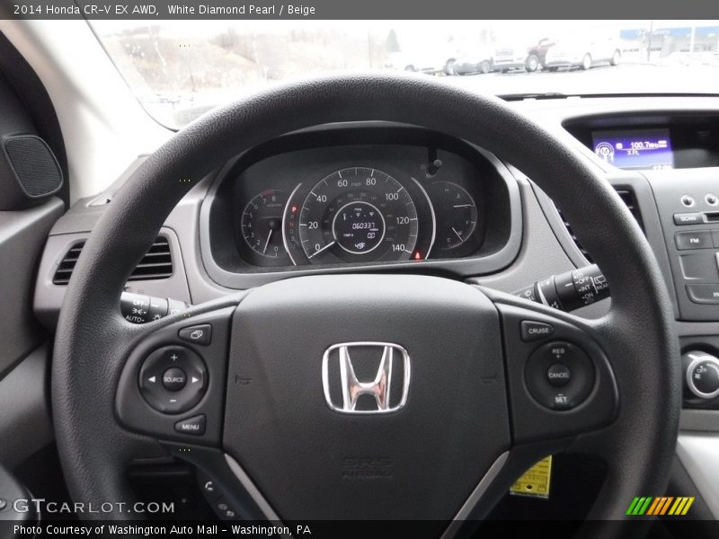 White Diamond Pearl / Beige 2014 Honda CR-V EX AWD