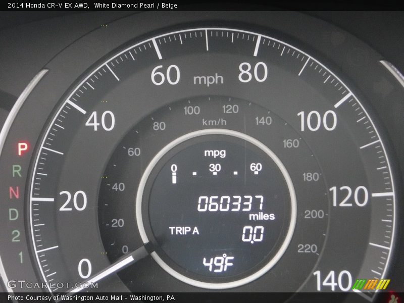 White Diamond Pearl / Beige 2014 Honda CR-V EX AWD