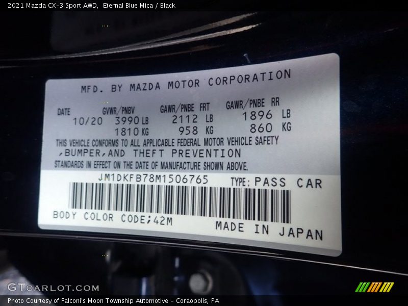 Eternal Blue Mica / Black 2021 Mazda CX-3 Sport AWD